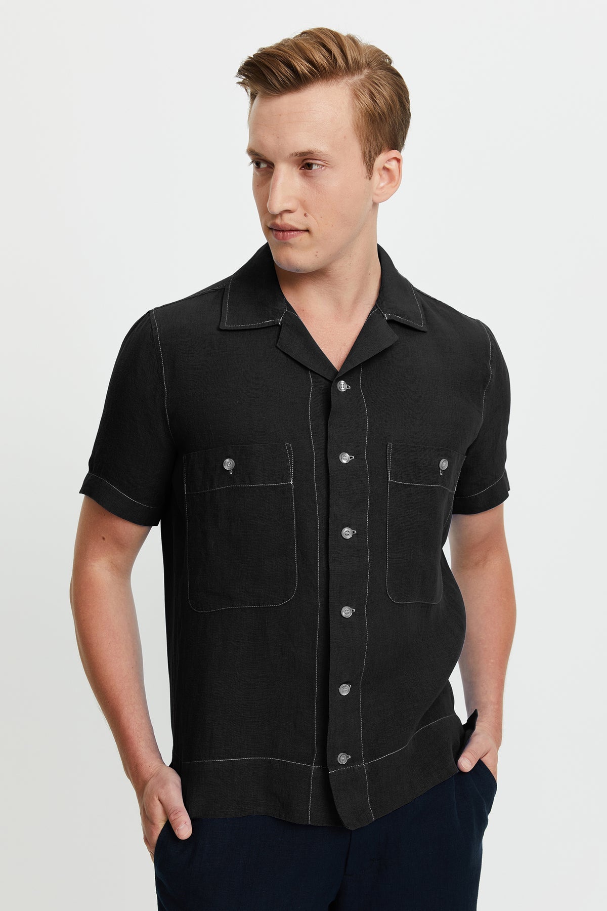 ASKO LINEN SHIRT, Black