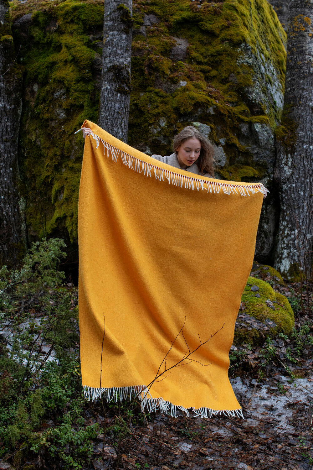 ARVO WOOL BLANKET - White/Coffee dyed Orange