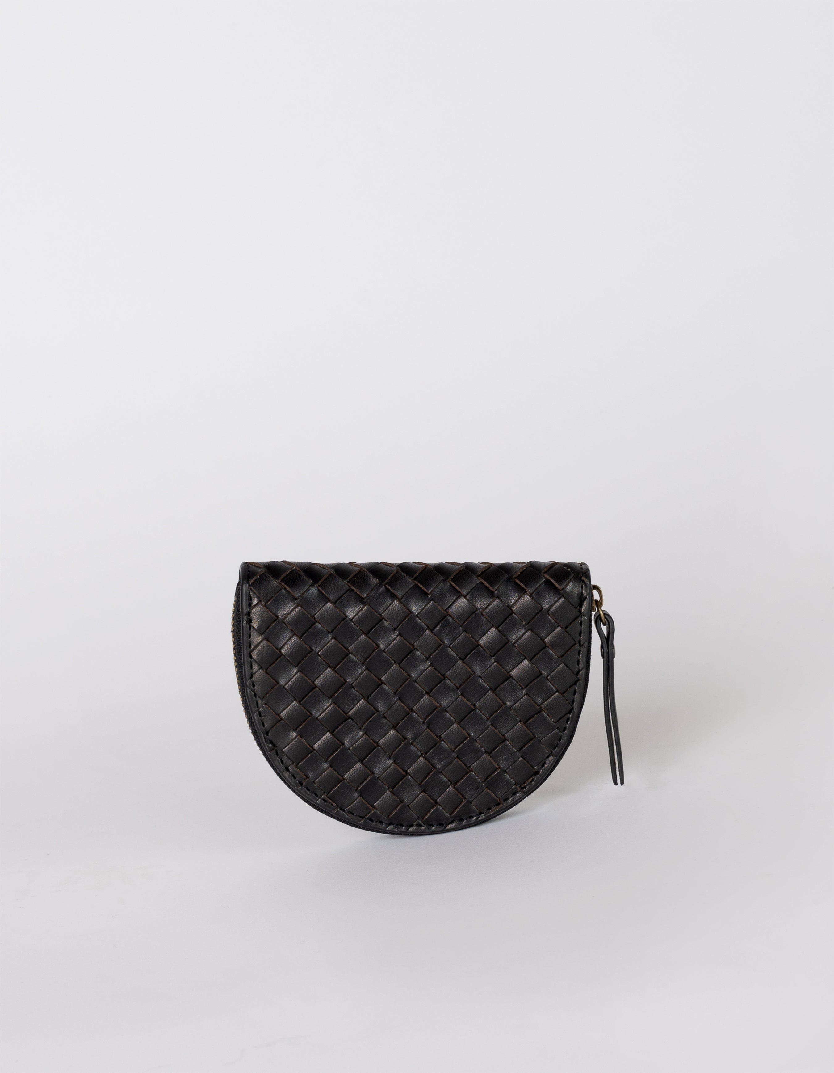 LAURA COIN PURSE, Black Woven Classic Leather